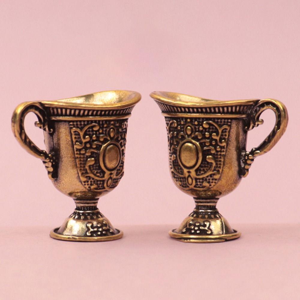 Carved Antique Teacup Ornaments European Style Holy Water Cup Retro Copper Teacup  National Trend