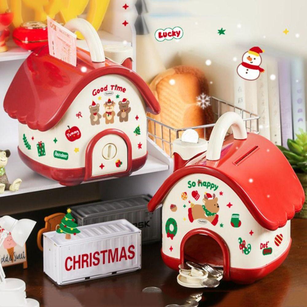 Large Capacity House Piggy Bank With Key Lock Children Money Boxes Creative Toy