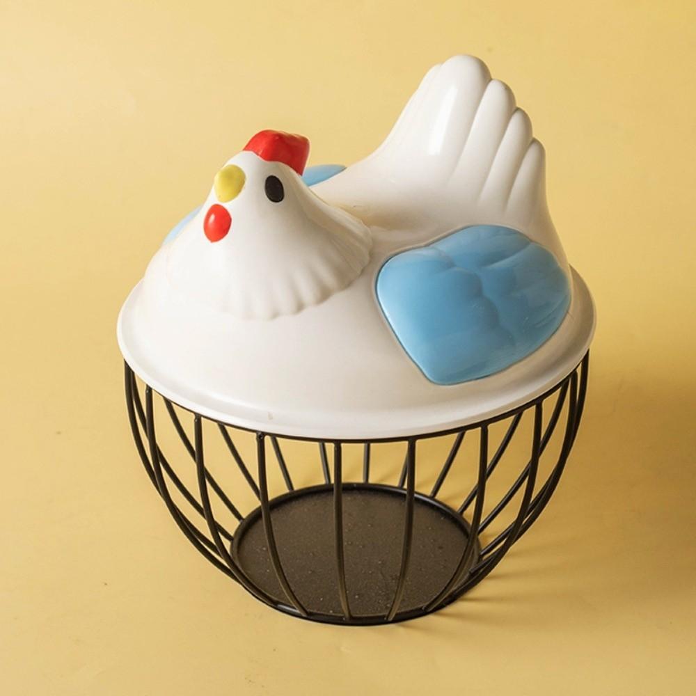 Rustic Egg Container Storage Hollow Iron Basket Hen Shape Egg Basket Kitchen Accessories