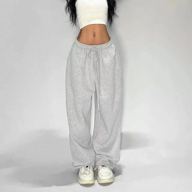 Women's High-Waist Lace-Up Sweatpants - Solid Casual Loose Joggers, Classic Baggy Streetwear Sport Dance Trousers