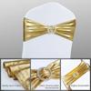 50pcs/Lot Metallic Gold Silver Chair Bands Wedding Chair Decoration Spandex Chair Sashes Bow For Party Event Hotel Banquet Home