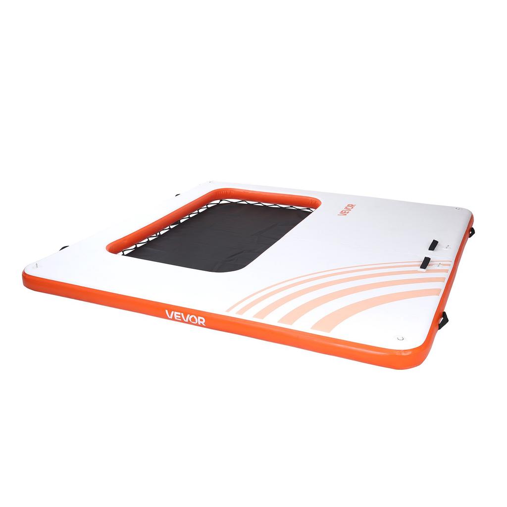 VEVOR Inflatable Floating Dock, 3.05x3.05 M Inflatable Dock Platform, Non-Slip Water Air Mat with Portable Carrying Bag and Detachable Ladder