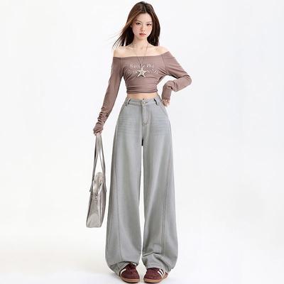 Весенние обтягивающие брюки-бананы с высокой талией Женские весенние прямые брюки Женские весенние широкие брюки