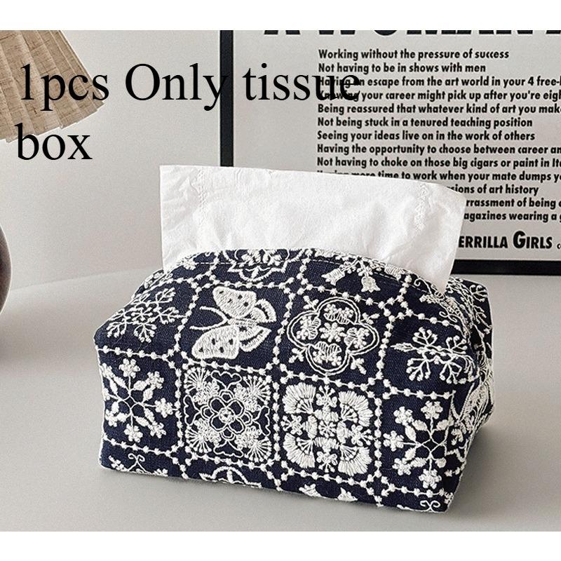 Desktop Paper Storage Bags Embroidered Paper Towel Set Home Bedroom Living Room Advanced Sense Paper Towel Box Cotton Bag