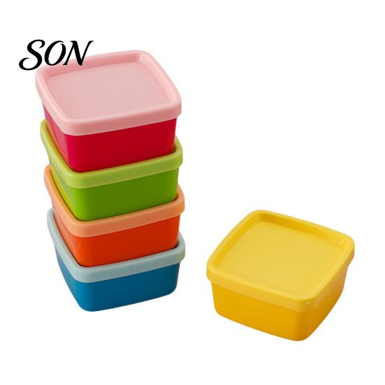 Cute Macaron Colored Boxes 5Pcs Mini Storage Box with Lids, Stackable Plastic Containers, Reusable Containers Heart/Square/Flower Shape Food Organizer