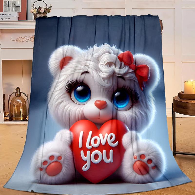 1PC Teddy Bear Night Sky Flannel Blanket Gift, Suitable for Both Men And Women, Soft Ideal for Beds And Sofa, Birthday Or Christmas Gift