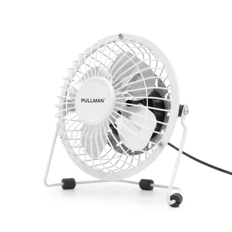 Pullman - Mini Ventilateur De Bureau Usb - Portable, Léger, Orientable - En Métal Blanc