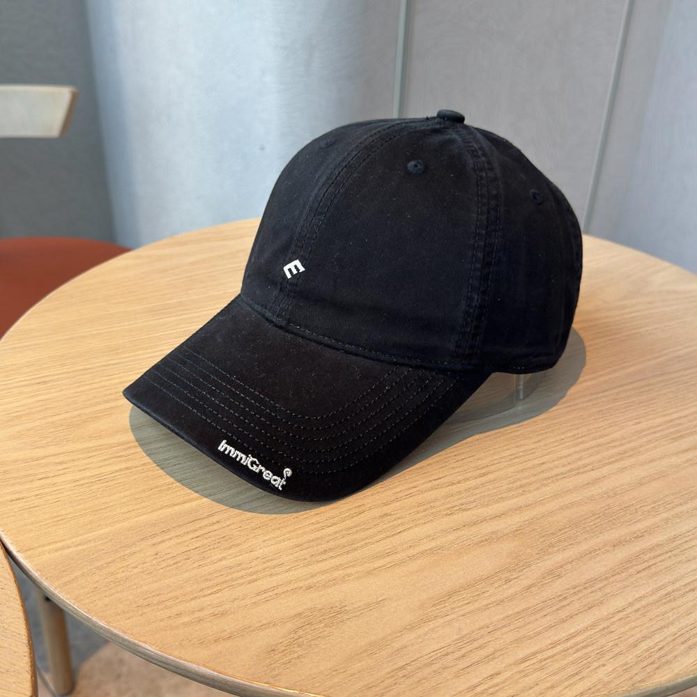 Spring Senli Soft Top Small E Letter Leather Pink Dark Purple Baseball Cap Men's and Women's Face Small Shade Cap