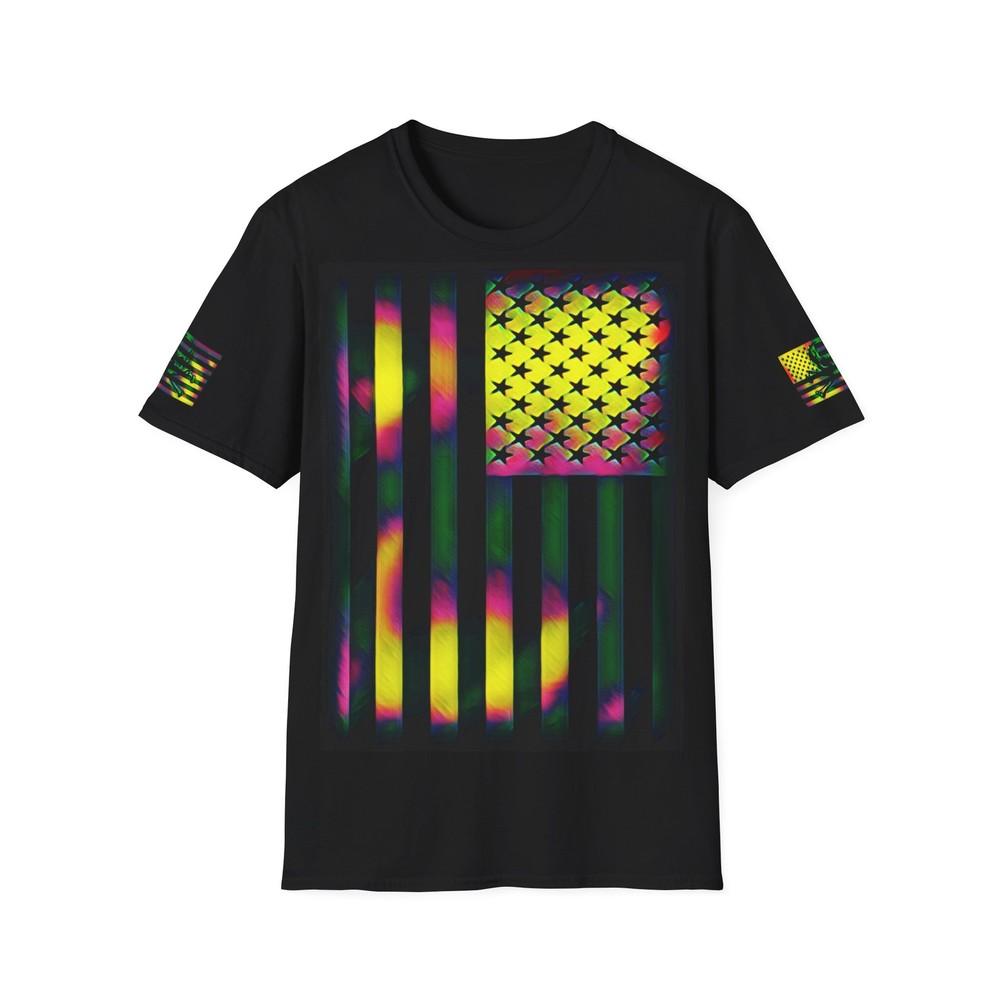Colorful American Flag Unisex Softstyle T-Shirt Pride Shirt Summer Tee Casual Unisex T-Shirt