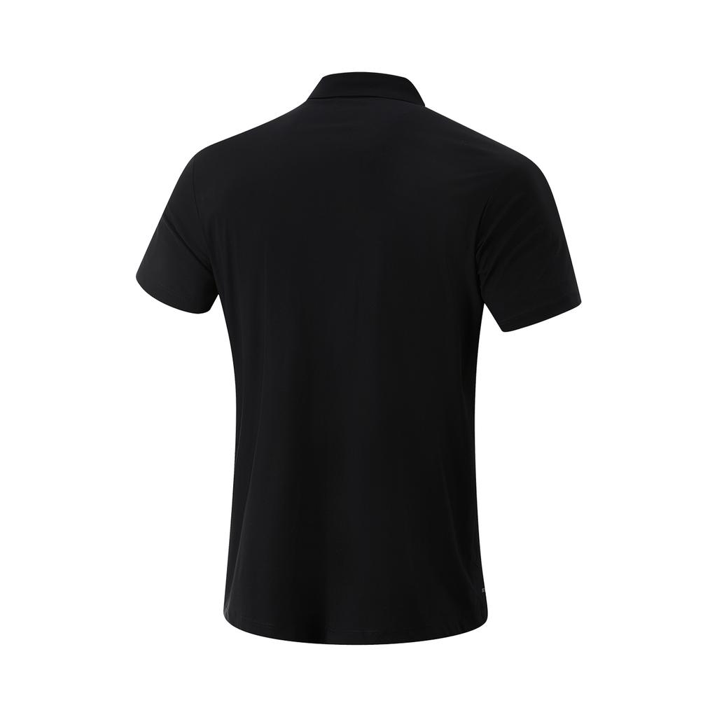 Li-Ning Дышащая однотонная футболка-поло с логотипом и коротким рукавом для мужчин, топы, черная APLV039-2