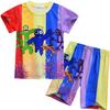 Комплект пижам для мальчиков «Радуга друзья», летняя детская одежда с героями мультфильмов, детские пижамы, домашний костюм, костюм для детей от 4 до 9 лет