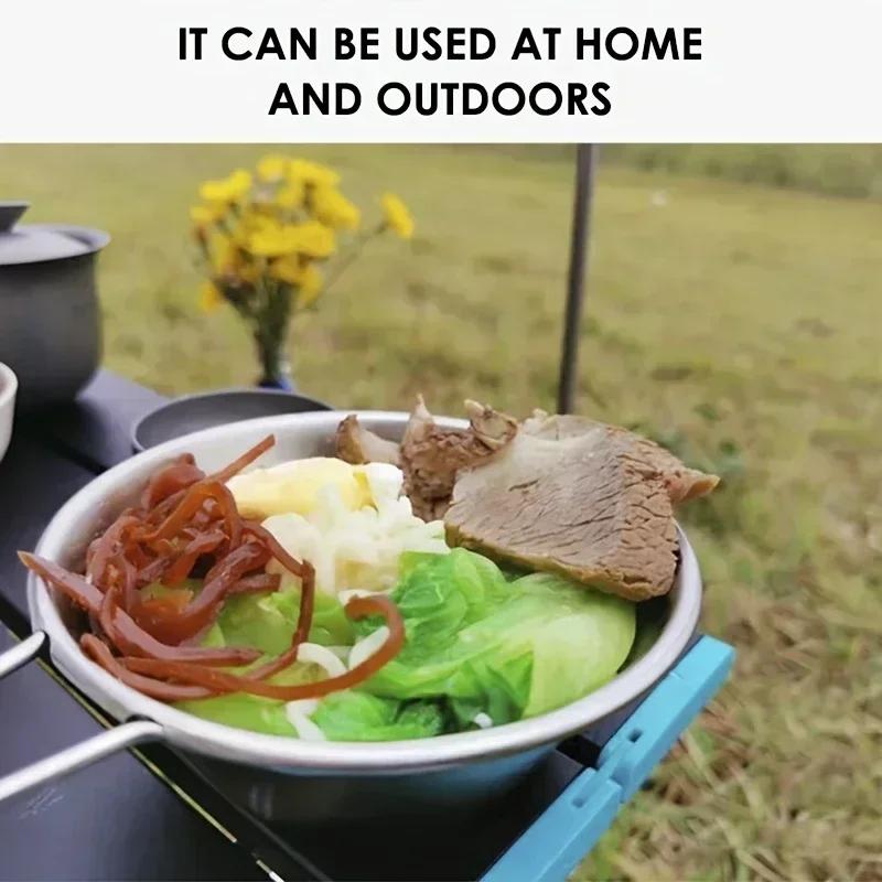 1 шт.-Миска из нержавеющей стали 304 для кемпинга на открытом воздухе, миска для риса для пикника, складная чашка для барбекю, кружка для альпинизма, портативная посуда для кемпинга