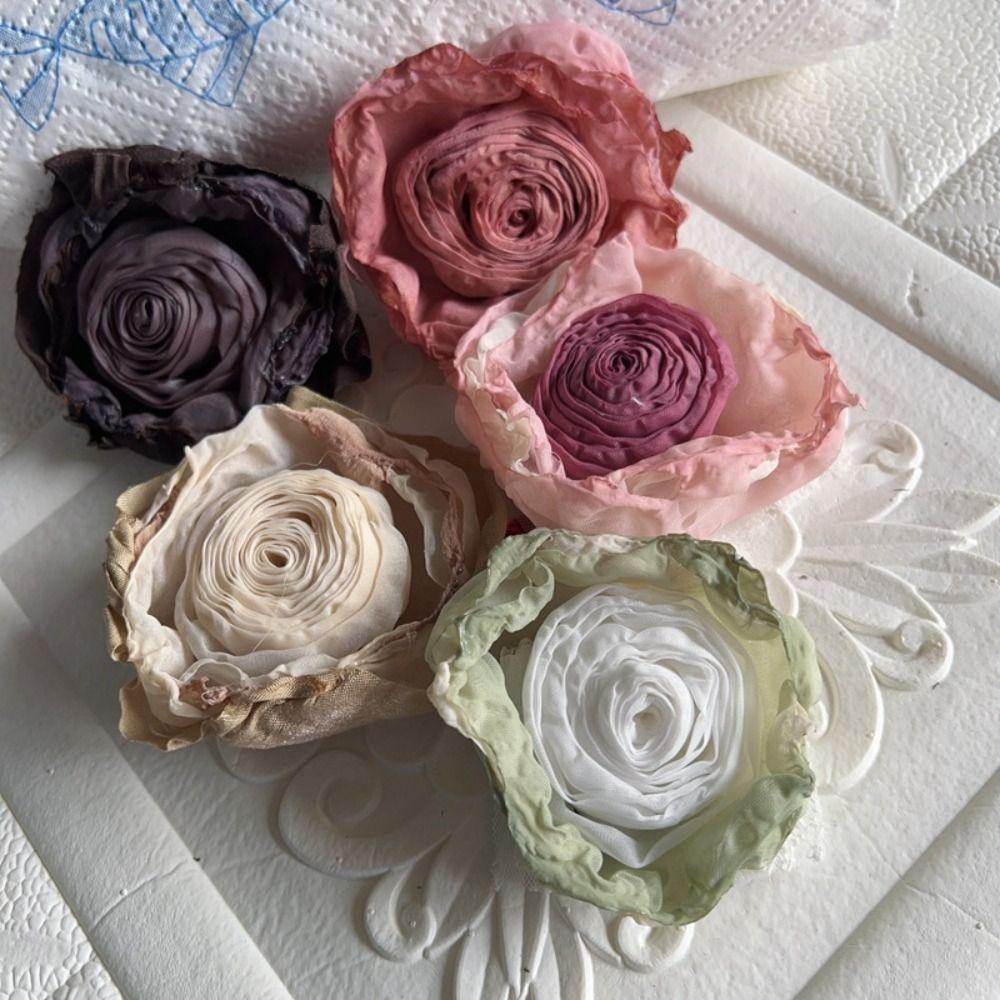 Retro 3D Mesh Flower 9CM Headband Flower New Rose Fabric Artificial Flower