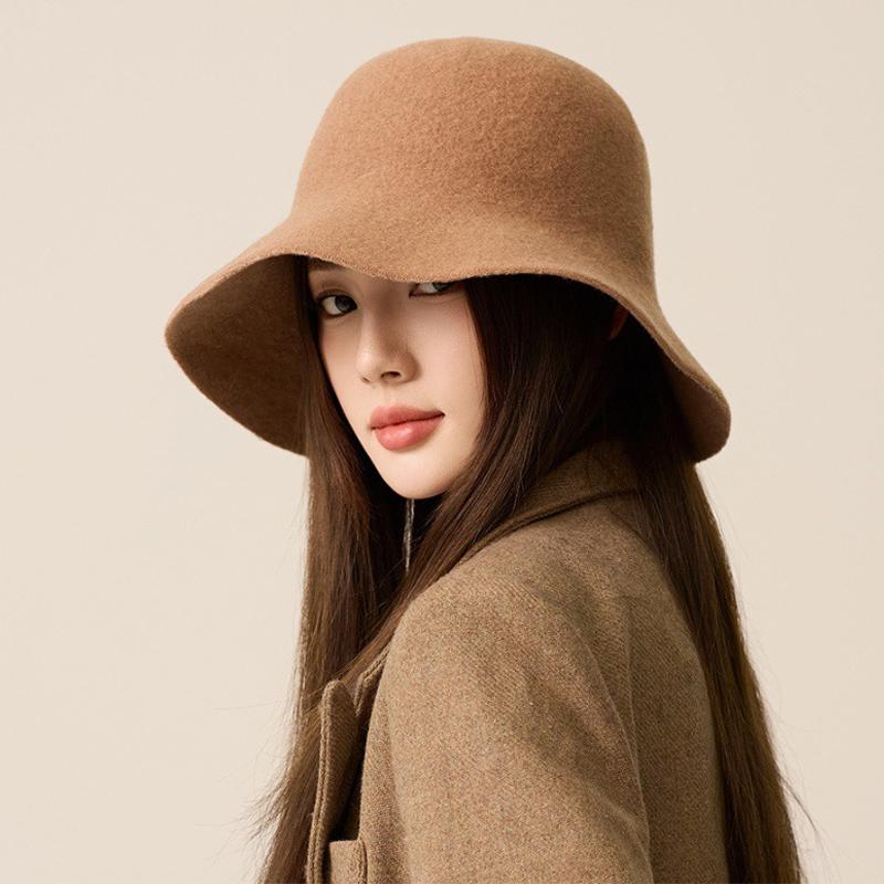 Женская шерстяная шляпа рыбака, однотонная шляпа-ведро, теплая шляпа для отдыха на природе
