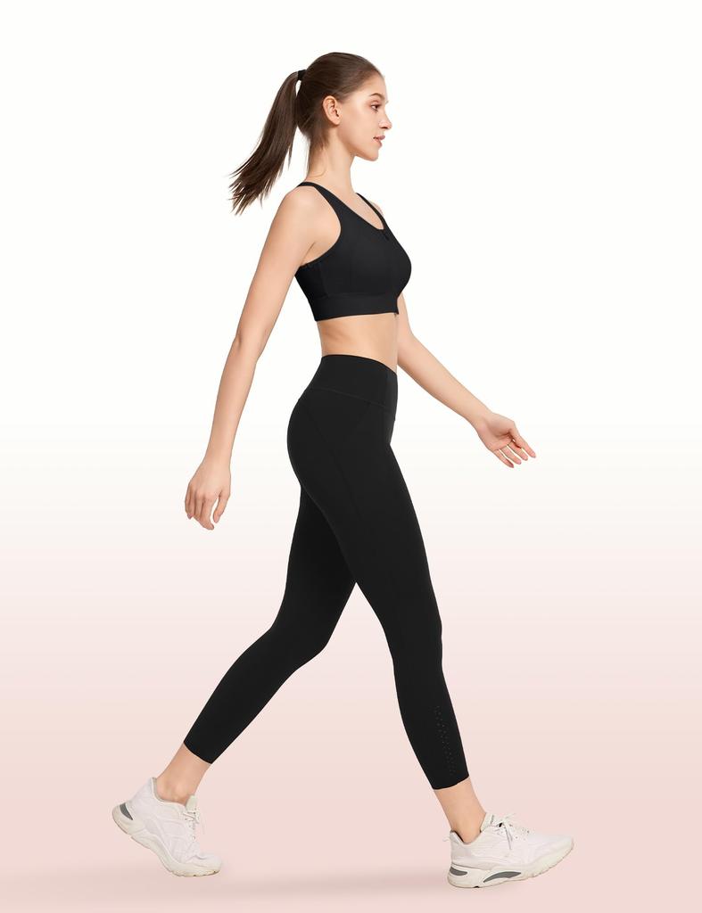 Yvette Sports High для зала и женский нескользящий бюстгальтер черного цвета, с застежкой спереди, поддержка, влагоотводящий, быстросохнущий, спинка-борцовка, цельная чашка, беспроводной,