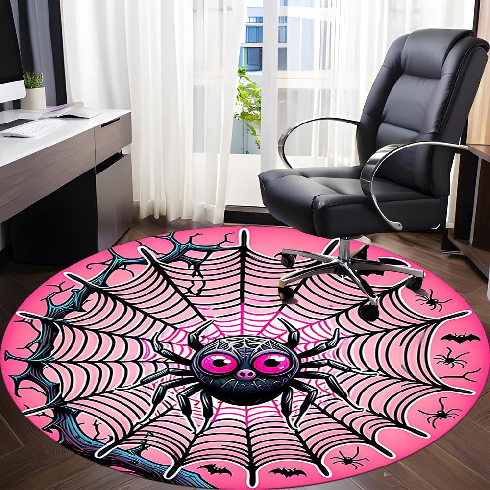 1pc Spider Web Office Round Area Rug, Indoor Mat Suitable ForOffice, Under Office Chairs Bedroom Living Room Home Decor, Room Deco, n54