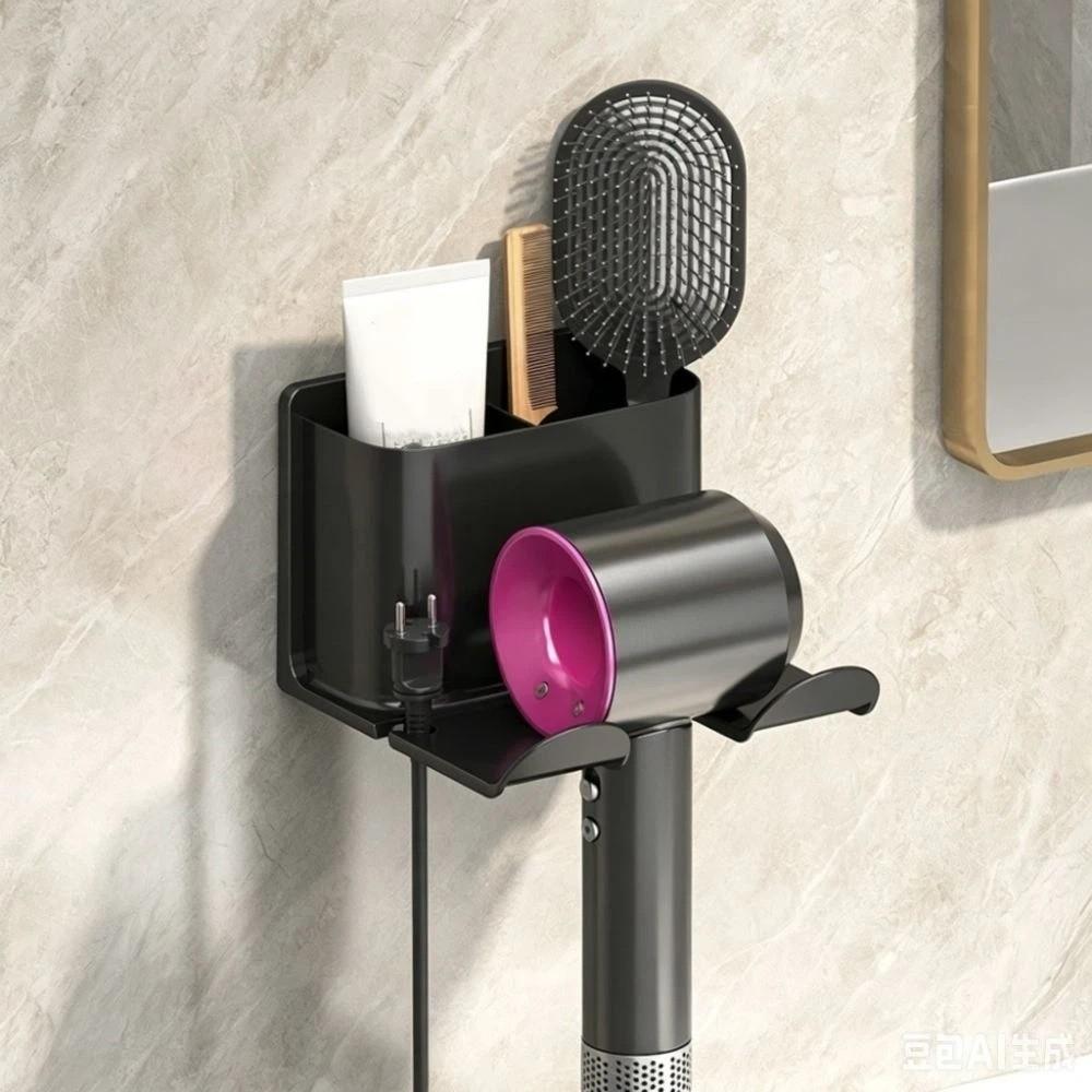 Non Perforated Wall Mounted Holder Portable Hair Straightener Stand Hair Dryer Holder Bathroom