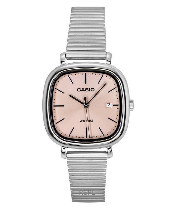 Casio Стандартные аналоговые часы из нержавеющей стали с лососевым циферблатом, кварцевые, LTP-B166D-4AV, женские