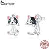 BAMOER стерлингового серебра 925 пробы с эмалью, серьги-гвоздики с милым щенком, женские интересные эффектные серьги