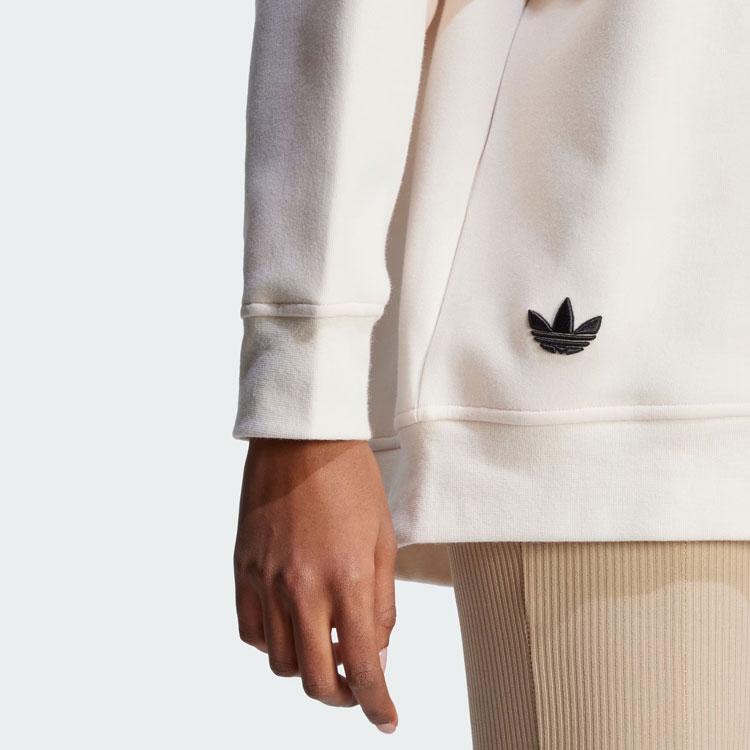 Adidas Originals Women Adicolor Oversized High Neck Sweatshirt Wonder White II8066