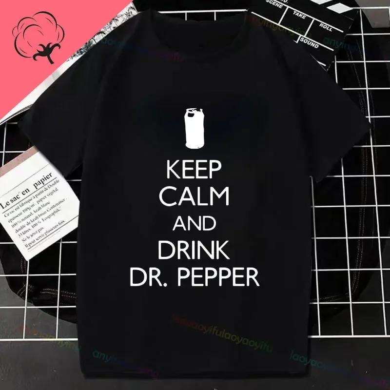 Dr Pepper Letter Print Casual Tshirt For Unisex Pure Cotton Shortsleev Machine Washable Perfect For Spring Summer