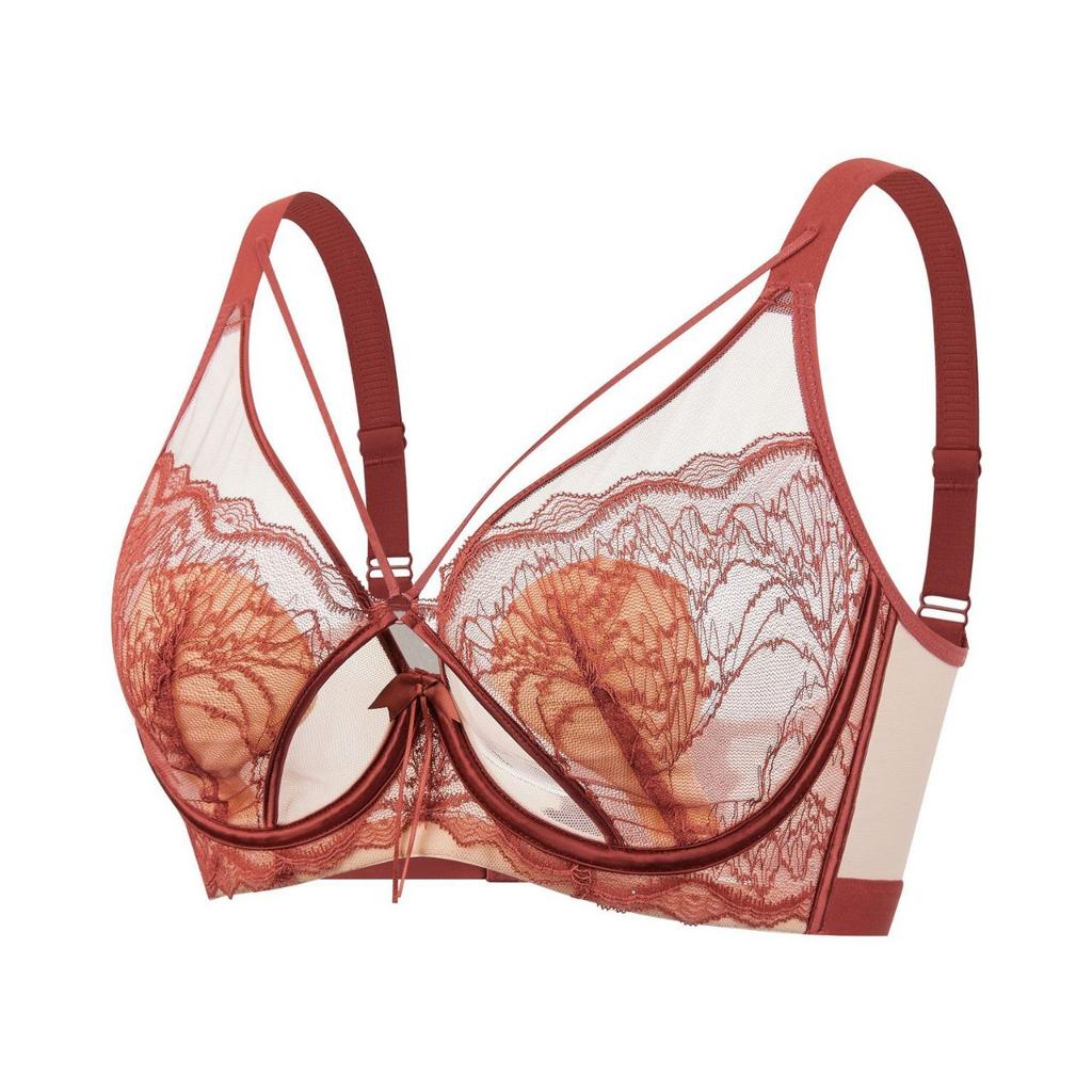 Кружевной бюстгальтер с чашками в виде кроличьих ушек, тонкий, приподнимающий и поддерживающий, хрустальный бюстгальтер, который визуально уменьшает большую грудь