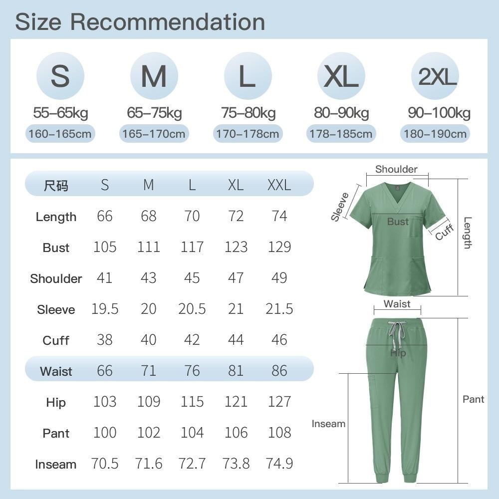 Unisex Nurse Uniforms V-neck Clinical Uniforms Professional Dentist Nursing Suit