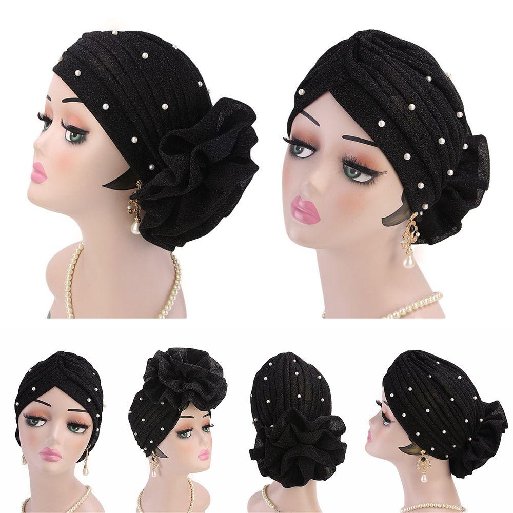 Элегантный головной платок, головной убор, выпадение волос, женщины, рак, химиотерапия, шапка, большой цветок, мусульманская шляпа, жемчуг, тюрбан, шапка