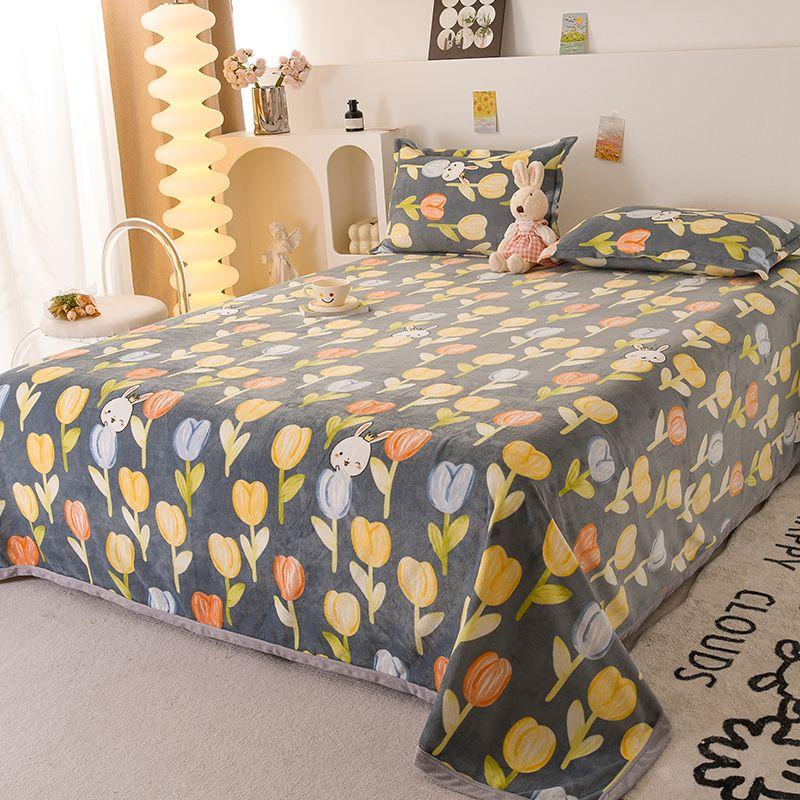 Простыни из молочного бархата, Зимний плюс бархат, Утолщенные, Мягкие, Приятные к коже, Бархатное одеяло, Двусторонний бархат, Тонкие зимние простыни двойного назначения