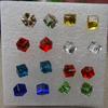 Корейские серьги-кубики из стеклянного хрусталя 6 мм, разноцветные, 8 пар
