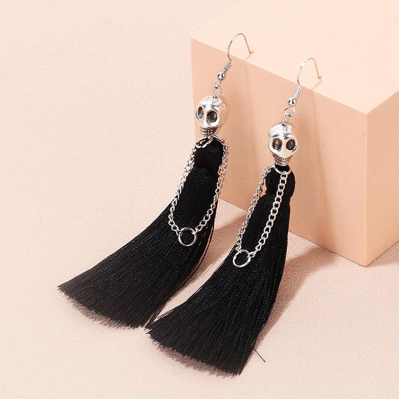 Fashion Black Crystal Waterdrop Earrings for Women Punk Asymmetric Star Moon Long Tassel Earring Girls Party Daily Wear Jewelry