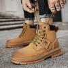Fashion Men's High Top Boots Fashion Motorcycle Ankle Boots High Quality Casual Leather Boots for Men Lace-Up Platform Boot Botas Hombre