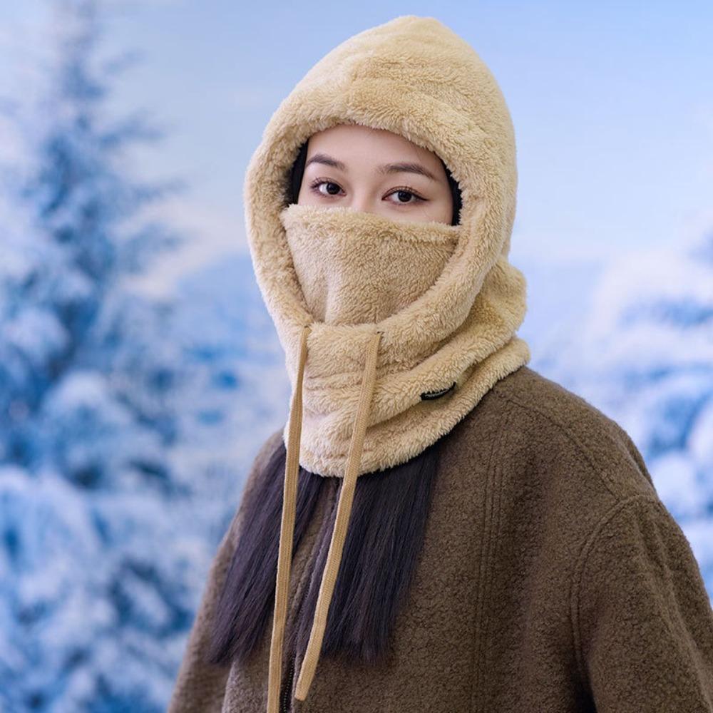 Solid Color Winter Balaclava Hood Ski Mask Hat Simple Cycling Windproof Cap Men