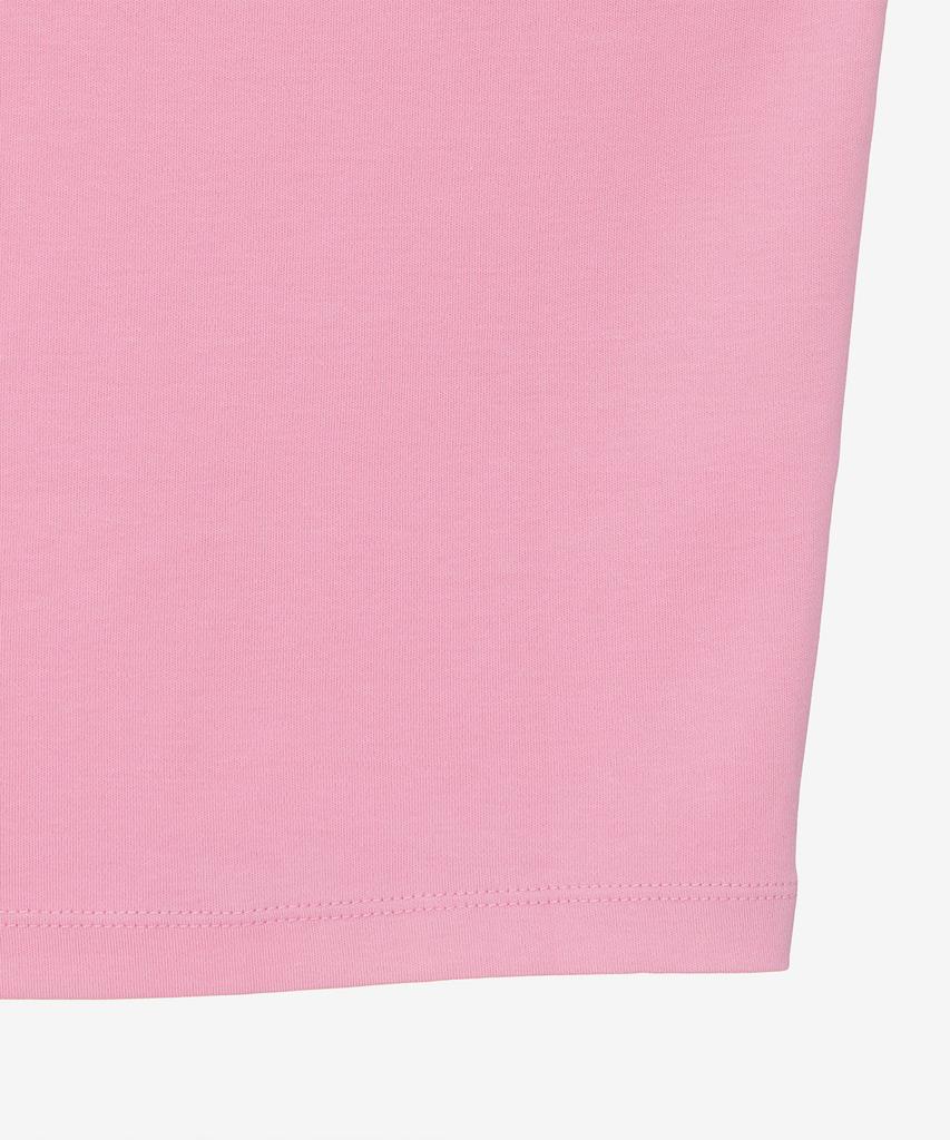 BASIC HOUSE Women'S Round Crop Short Sleeve T-Shirt Pink Lats0202