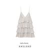 Kaslead New Women Clothes Western Style Laminated Decoration V-neck Sling Short Dress 4661344 808