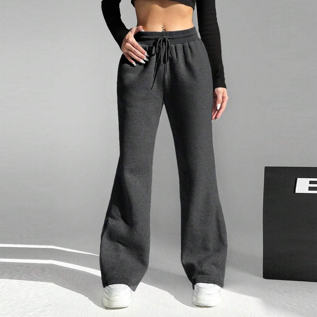 Женские эластичные брюки с высокой талией, повседневные активные брюки с широкими штанинами и длинными брюками, брюки с карманами