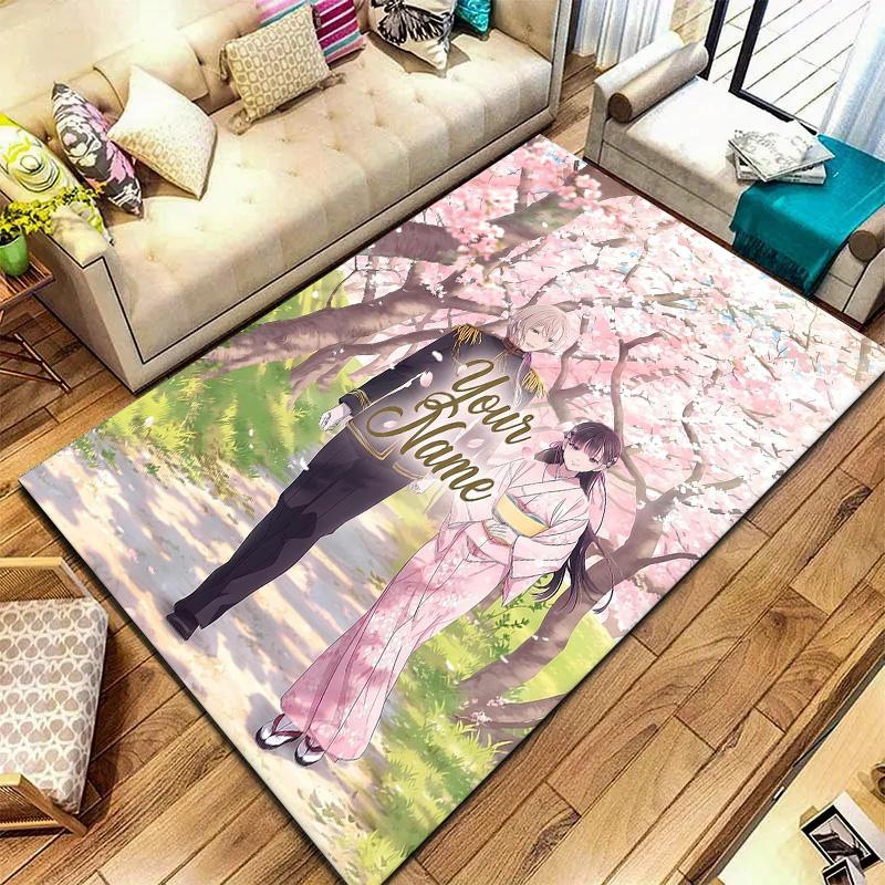 Cherry Blossom Journey Custom Name Carpet Rug For Living Room Bedroom Home Sofa Decoration Kids Play Nonslip Floor Mat