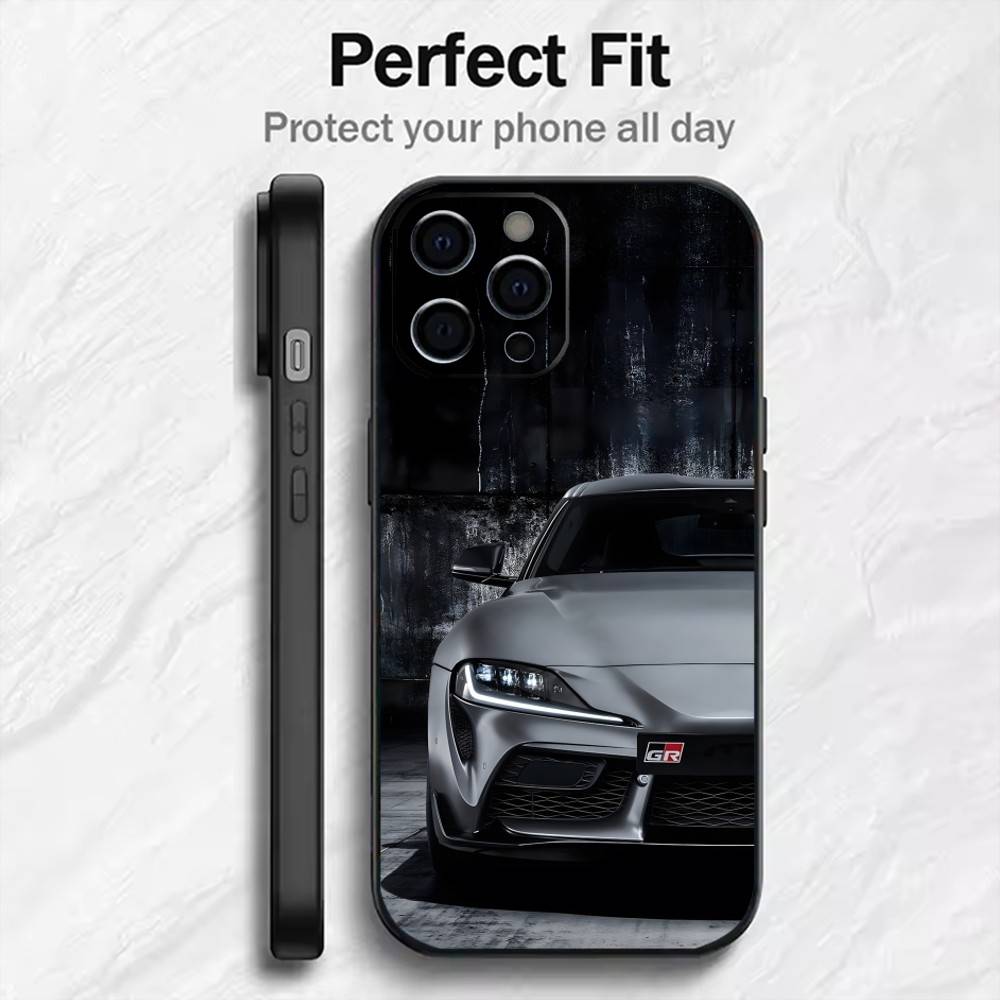 Чехол для телефона GR Supra A90 MK5 для iPhone 17, 16, 15, 14, 13, 12 Plus, Max, Мягкий силиконовый, Черный