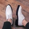 Fashion White Lace-Up Oxfords Shoes Leather Men Wedding Dress Shoes Casual Male Breathable Business Platform All-match Mens Walking Shoe