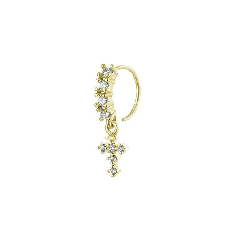 Lady's pierced ear piercing, Zircon cross nose stud, butterfly nose ring piercing, nose jewelry