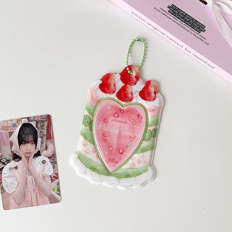 Kawaii Kpop Photocard Holder for 53x85mm PVC Card Protector with Pendant Keychain for Students Girls School Accessories Gift