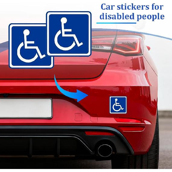 2PCS Car Handicap Parking Sign, Reflective Magnetic Vehicle Square Wheelchair Symbol Labels, Waterproof Automotive Disabled Parking Sticker,