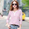 Cotton T-Shirt Women Long Sleeve Striped T Shirt Spring Autumn Female Clothing Shirt Blouse Tops