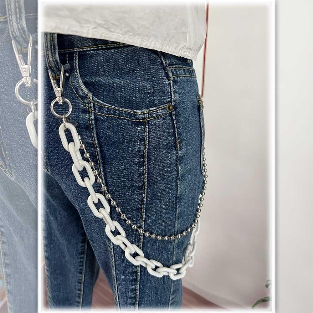 Decoration Men Women Acrylic Chains Plastic Belts Punk Style Waist Chains Pants Chains Double Layer