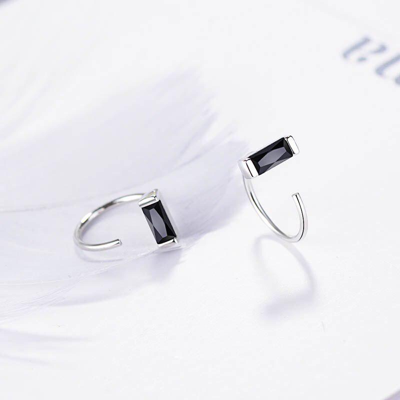 Женские серьги с прямоугольным, драгоценным камнем - Обсидиан