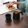 400ML Ceramic Tea Cup Tea Water Separation Cup with Filter Lid Large Capacity Home Office Wooden Handle Mug Filter Ceramic Cup