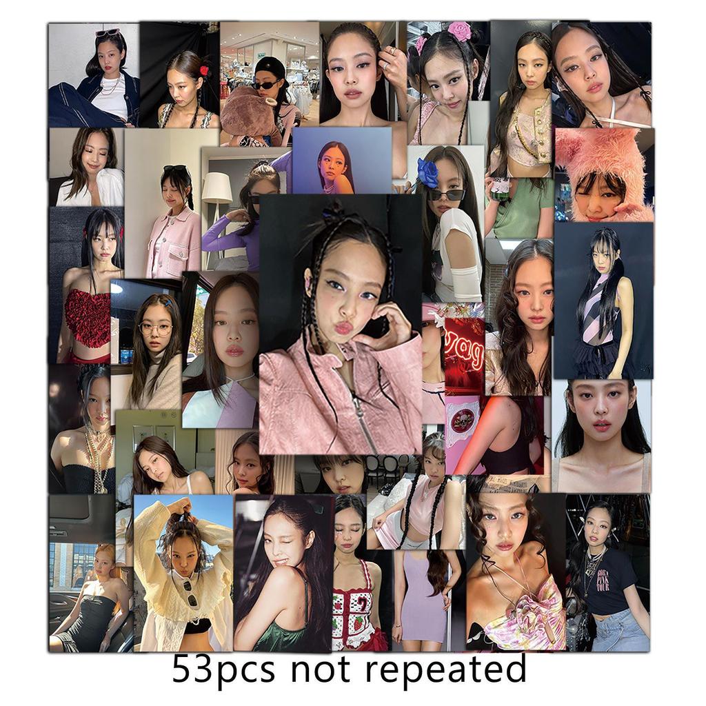 53 фотокарточки BLACKPINK: Наклейки в стиле граффити с Дженни и Ким Джису для украшения телефона или чемодана