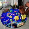 3D морское дно, подводный мир, дельфин, черепаха, круглый коврик, ковер для гостиной, спальни, диван, декор для игровой комнаты, нескользящий напольный коврик