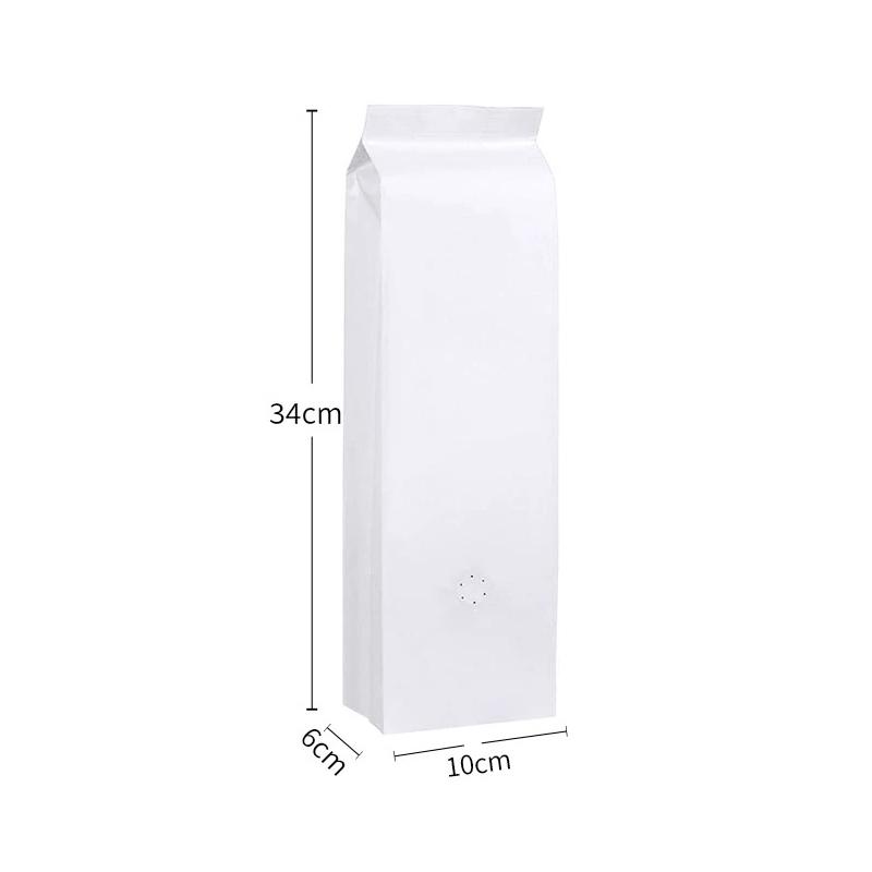 White Gravure Printed Food Grade Plastic Pouch Middle Seal Bag Packaging 500g Coffee Bean One-way Degassing Cafe Valve Moisture