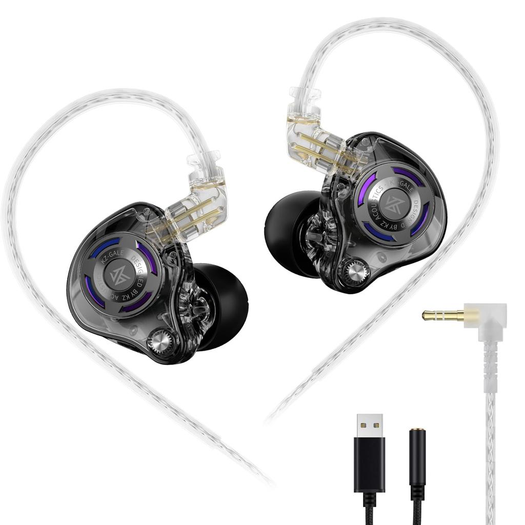 KZ Gale Wired Earphones with HiFi Deep Comfortable Super Linear Driver IEM for Compatible with Decks Mic, Bass, Fit, Gaming,